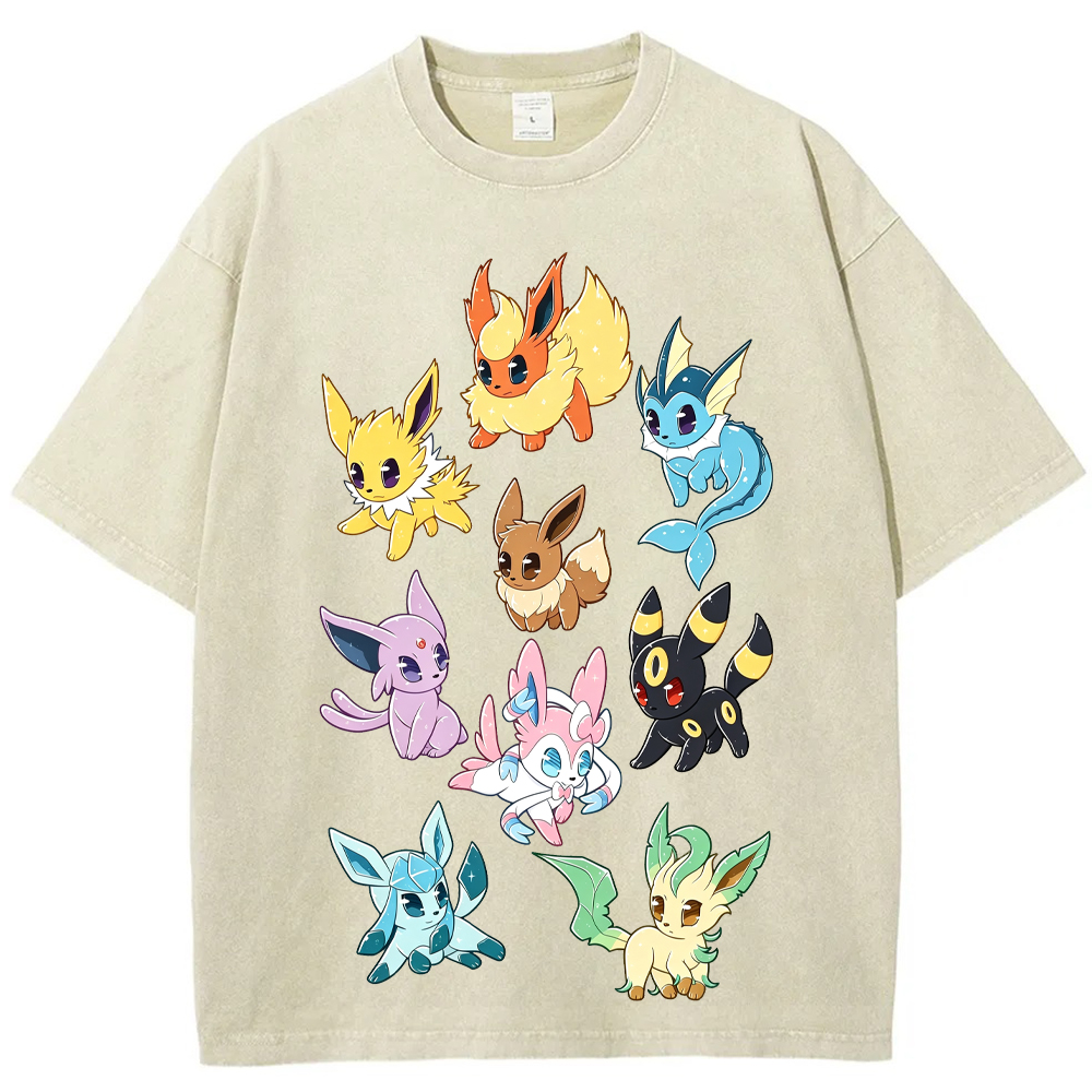 Full Eeveelutions Vertical Cartoon Tee | Pokemon Anime