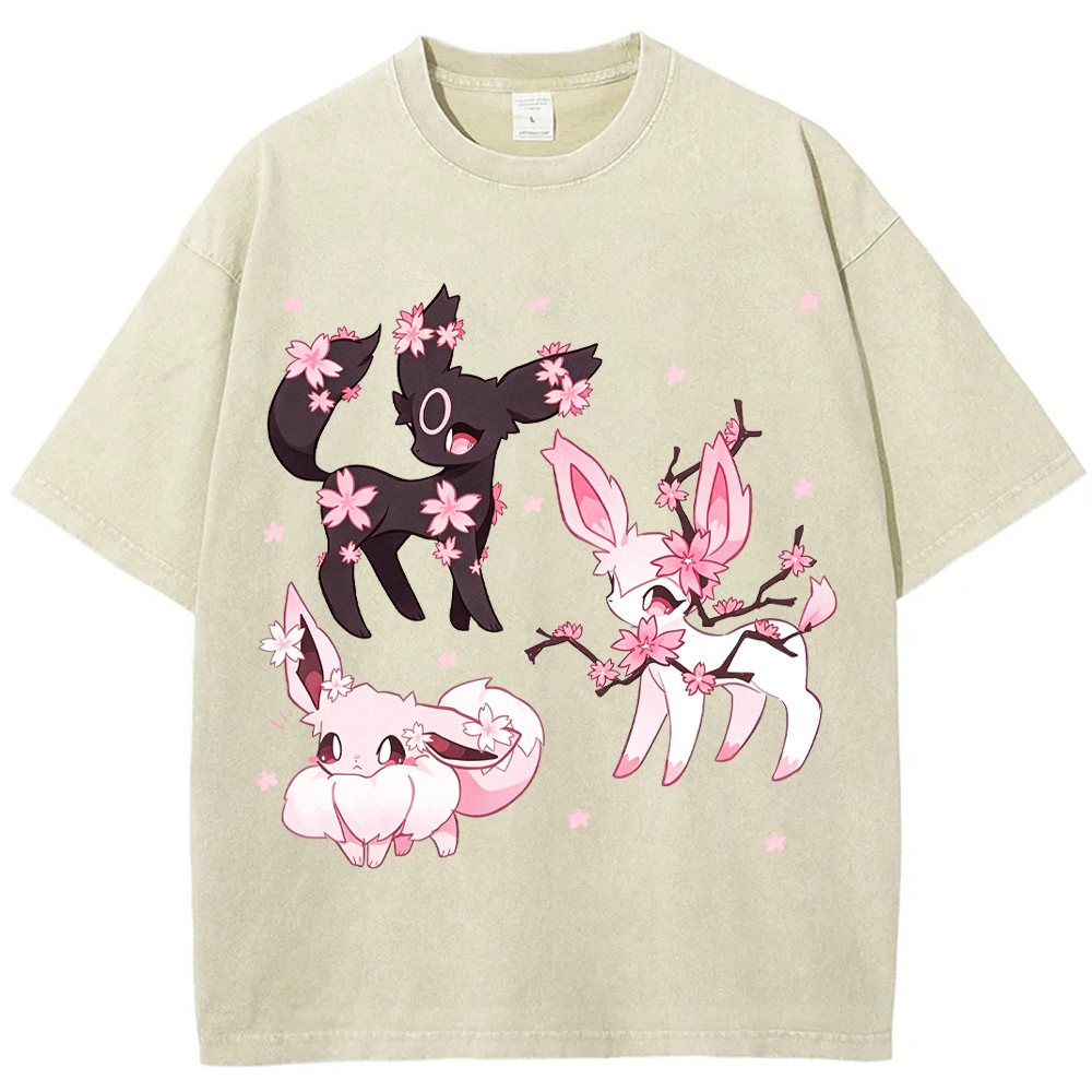 Cherry Blossom Eeveelutions Cartoon Tee | Pokemon Anime