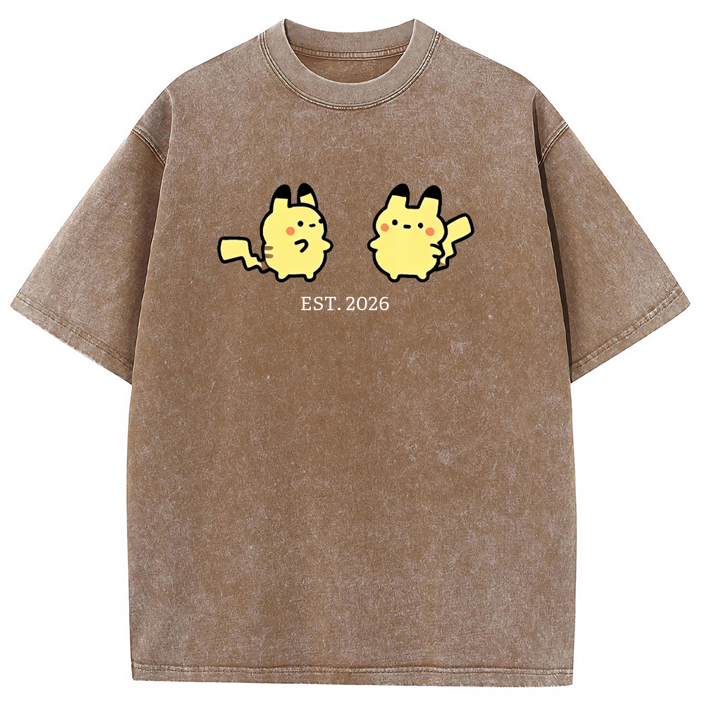 Cute Parent & Kid Pikachu Vintage Washed T-Shirt