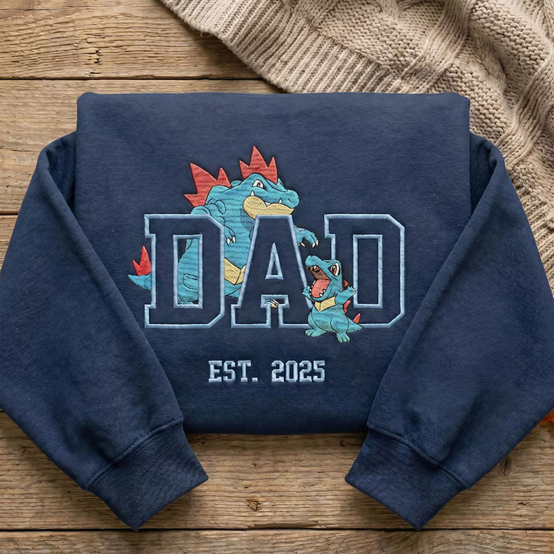 Custom Embroidered Anime Sweatshirt, Personalized PokaDad Character Hoodie