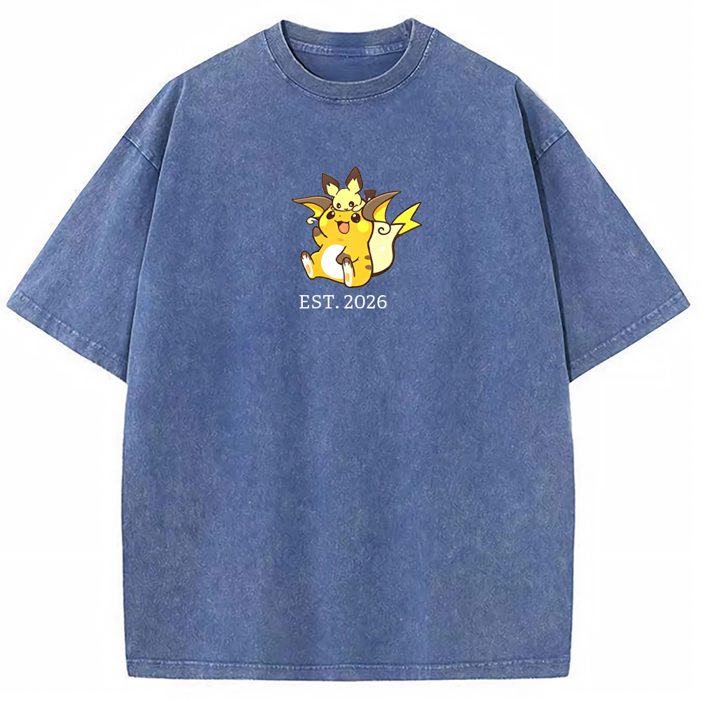 Cute Parent & Kid Raichu Vintage Washed T-Shirt