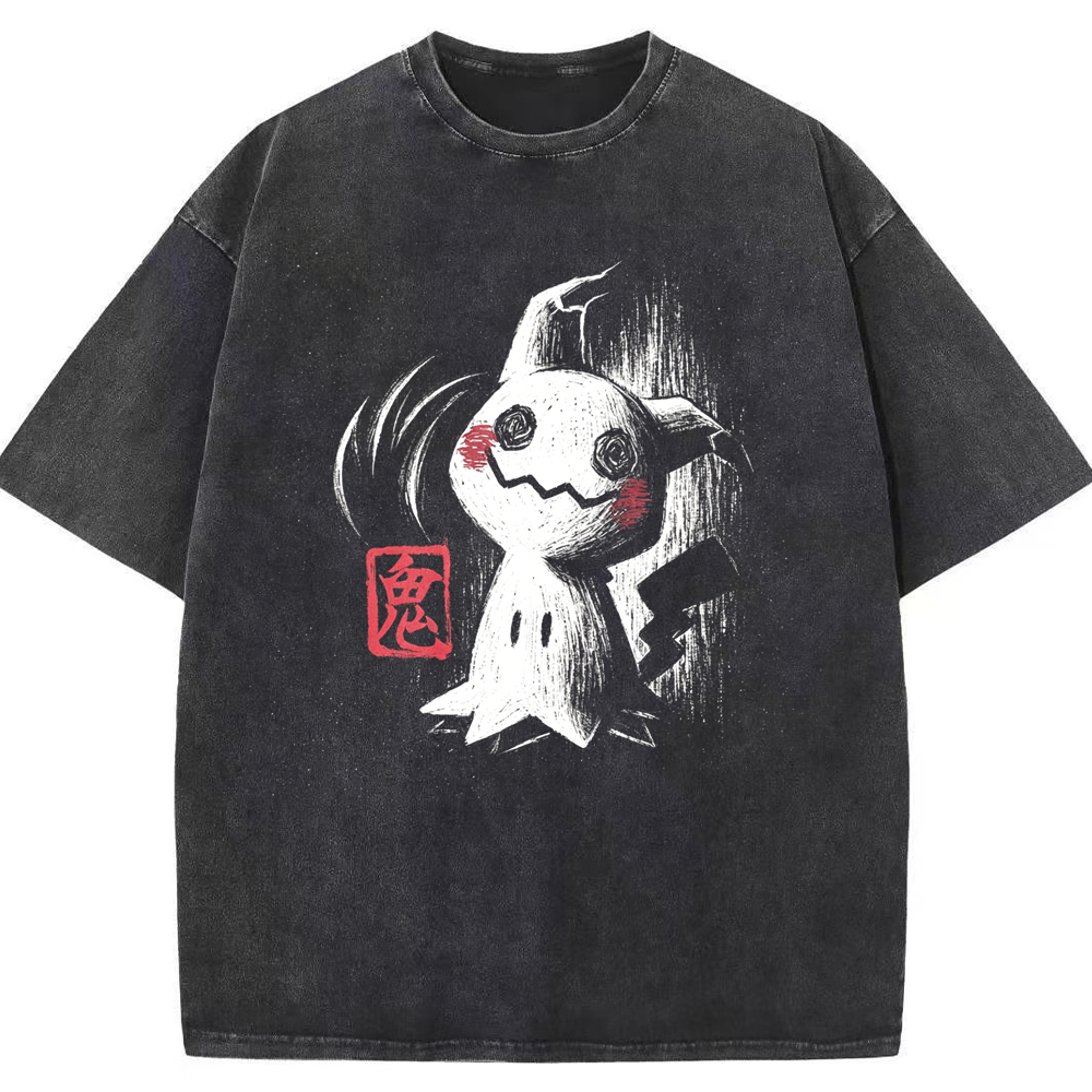 Ink Brush Mimikyu Stamp Vintage Tee | Pokemon Anime