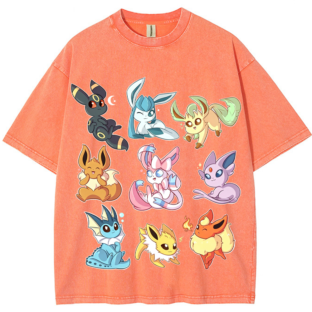 Sticker Style Eeveelutions Cartoon Tee | Pokemon Anime