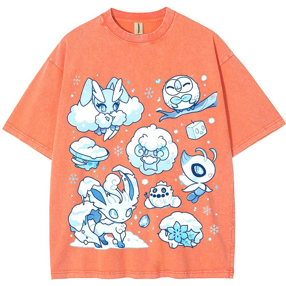 Winter Snow Pokemon Squad Cartoon Tee | Pokemon Anime