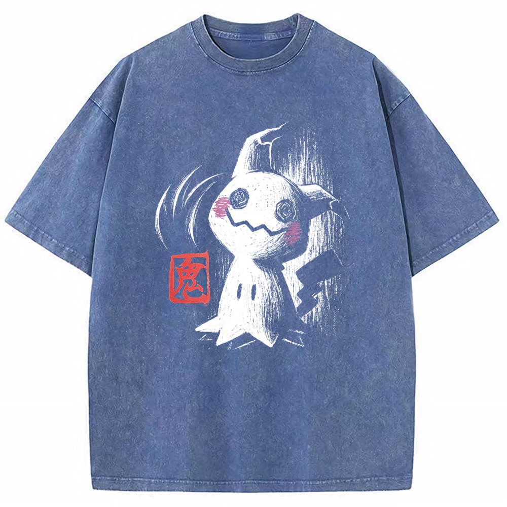 Ink Brush Mimikyu Stamp Vintage Tee | Pokemon Anime