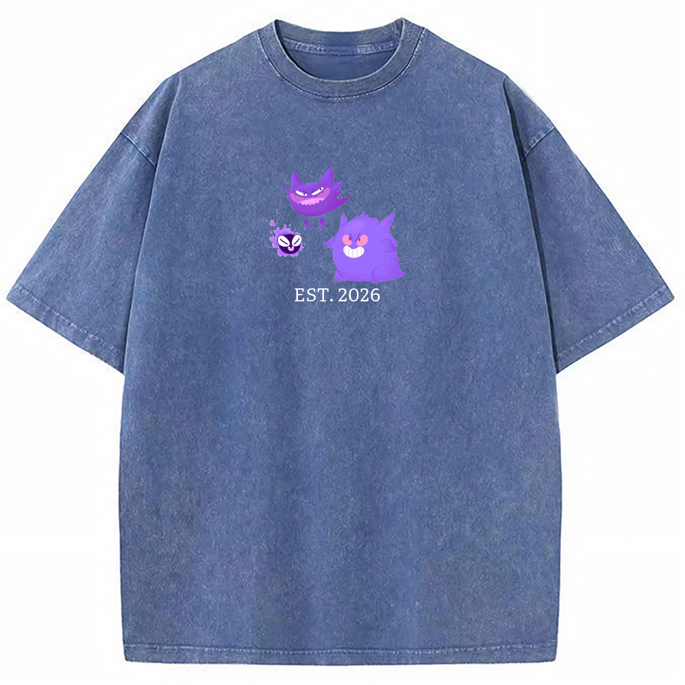 Cute Parent & Kid Gastly Haunter Gengar Vintage Washed T-Shirt