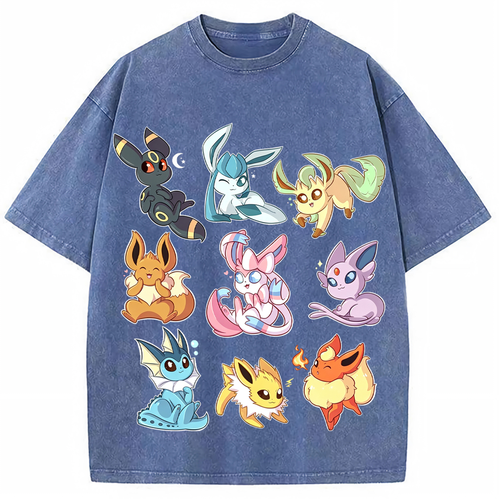 Sticker Style Eeveelutions Cartoon Tee | Pokemon Anime