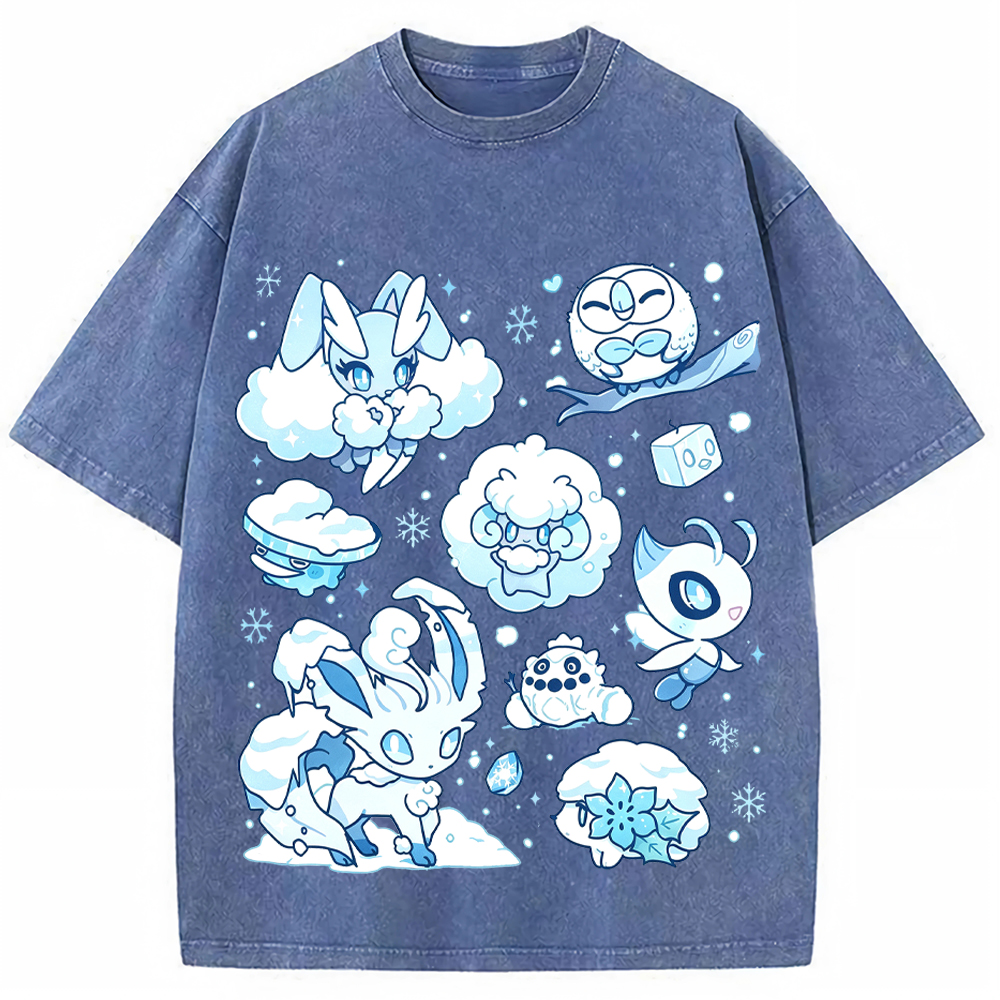 Winter Snow Pokemon Squad Cartoon Tee | Pokemon Anime
