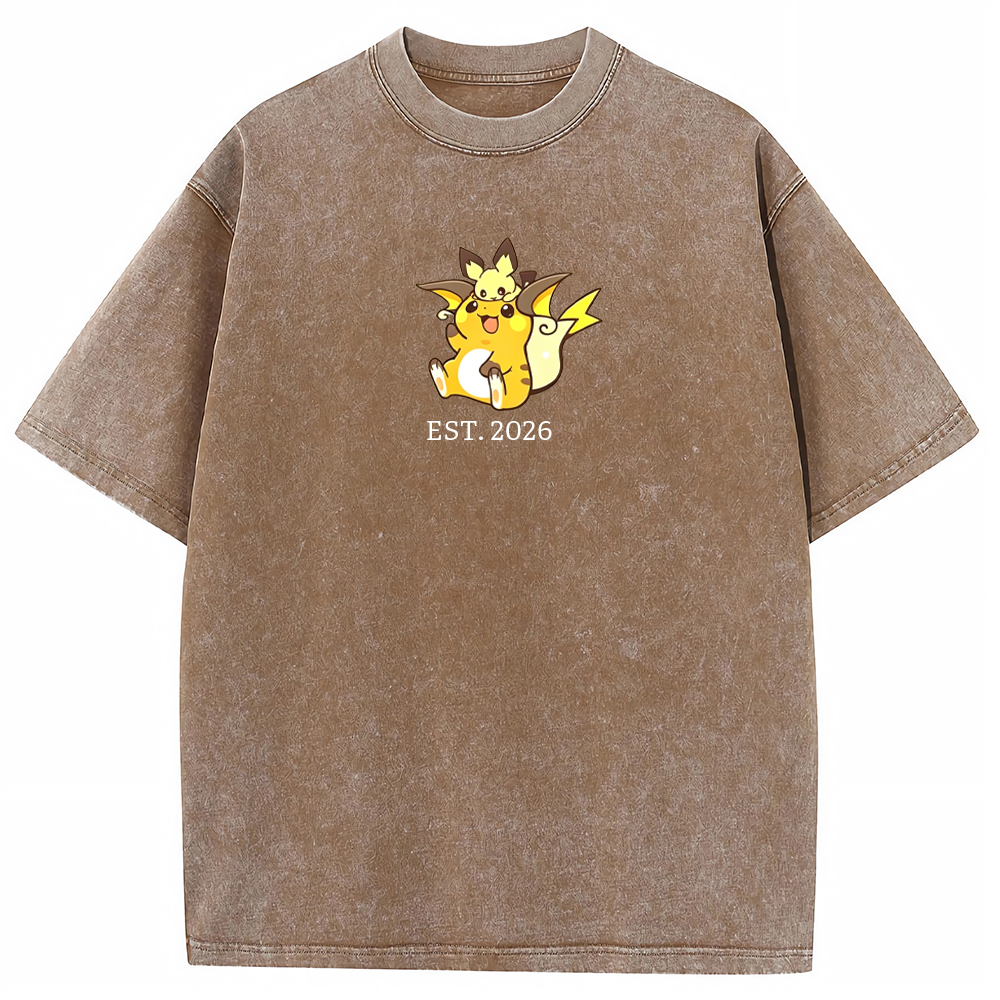 Cute Parent & Kid Raichu Vintage Washed T-Shirt