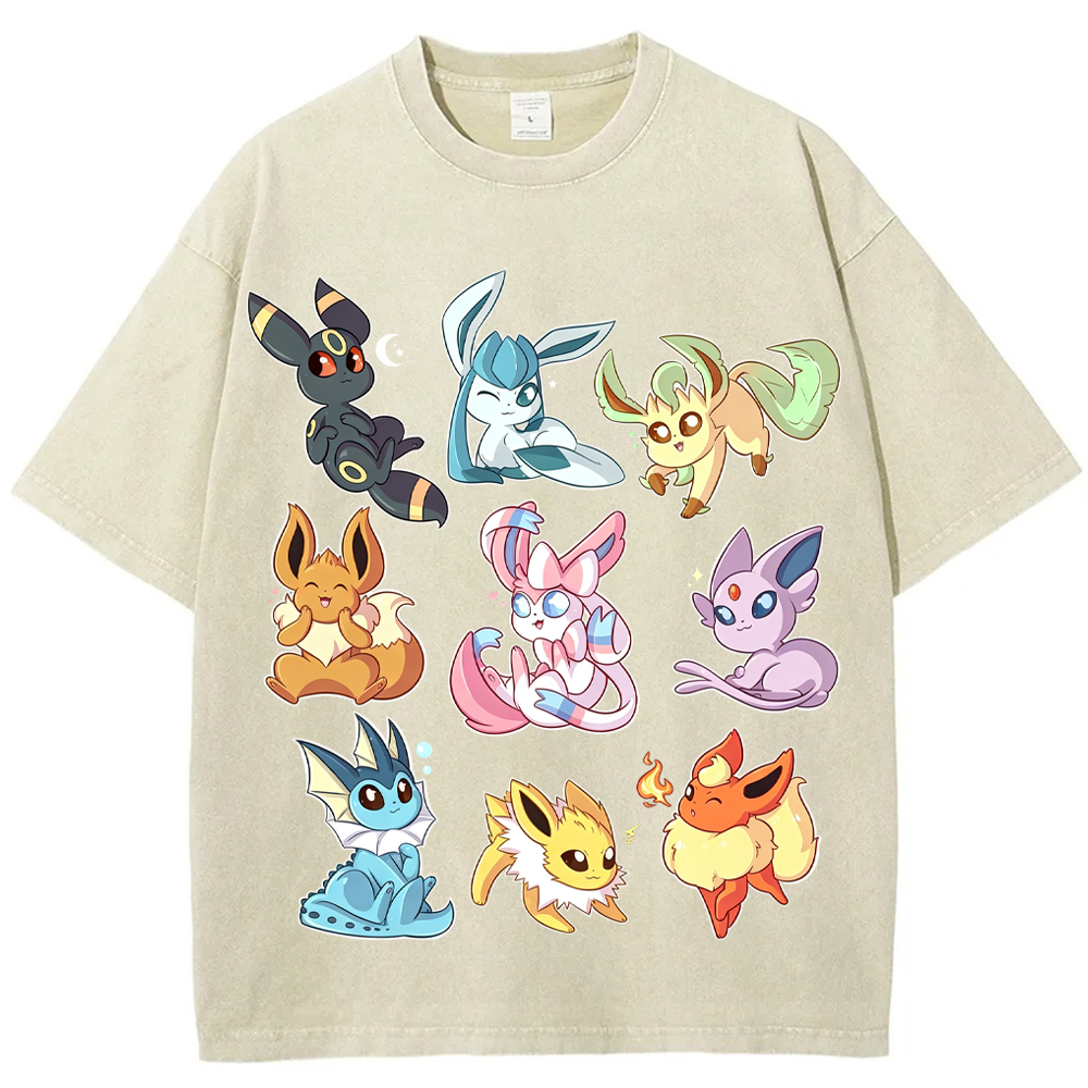Sticker Style Eeveelutions Cartoon Tee | Pokemon Anime