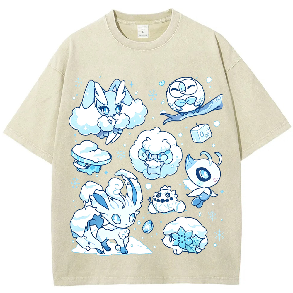 Winter Snow Pokemon Squad Cartoon Tee | Pokemon Anime