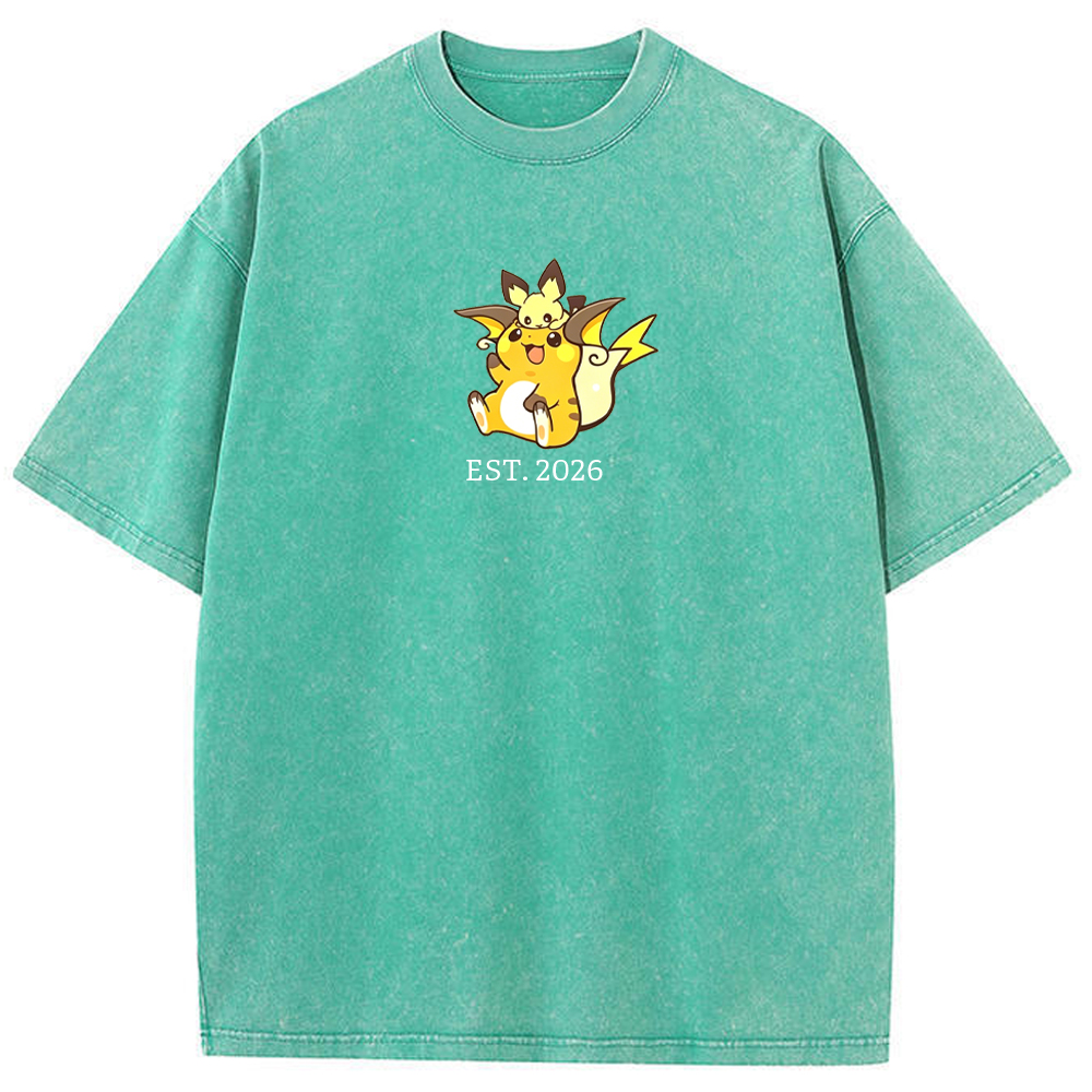 Cute Parent & Kid Raichu Vintage Washed T-Shirt