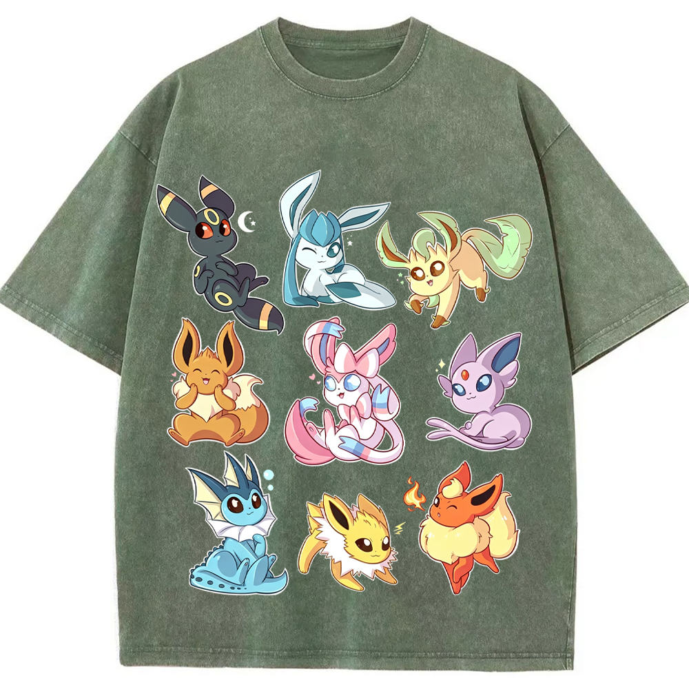 Sticker Style Eeveelutions Cartoon Tee | Pokemon Anime