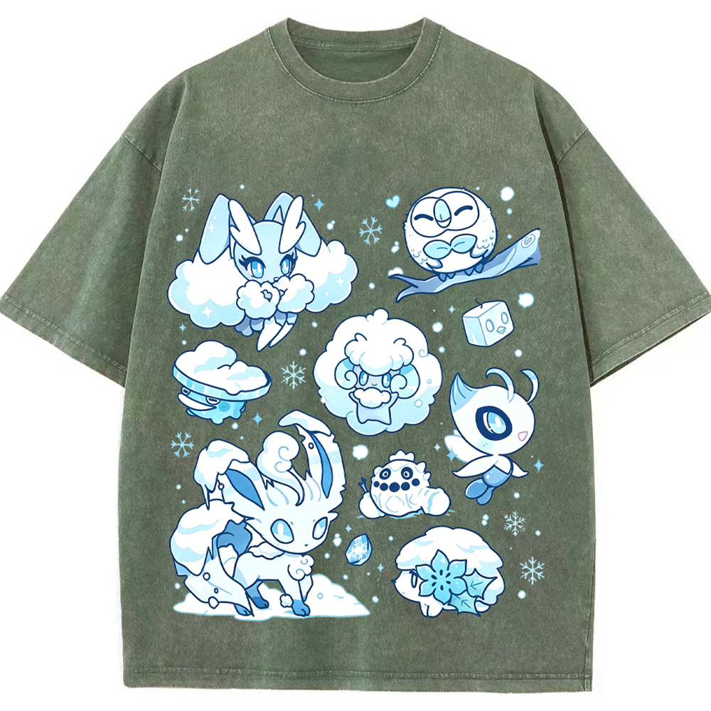 Winter Snow Pokemon Squad Cartoon Tee | Pokemon Anime