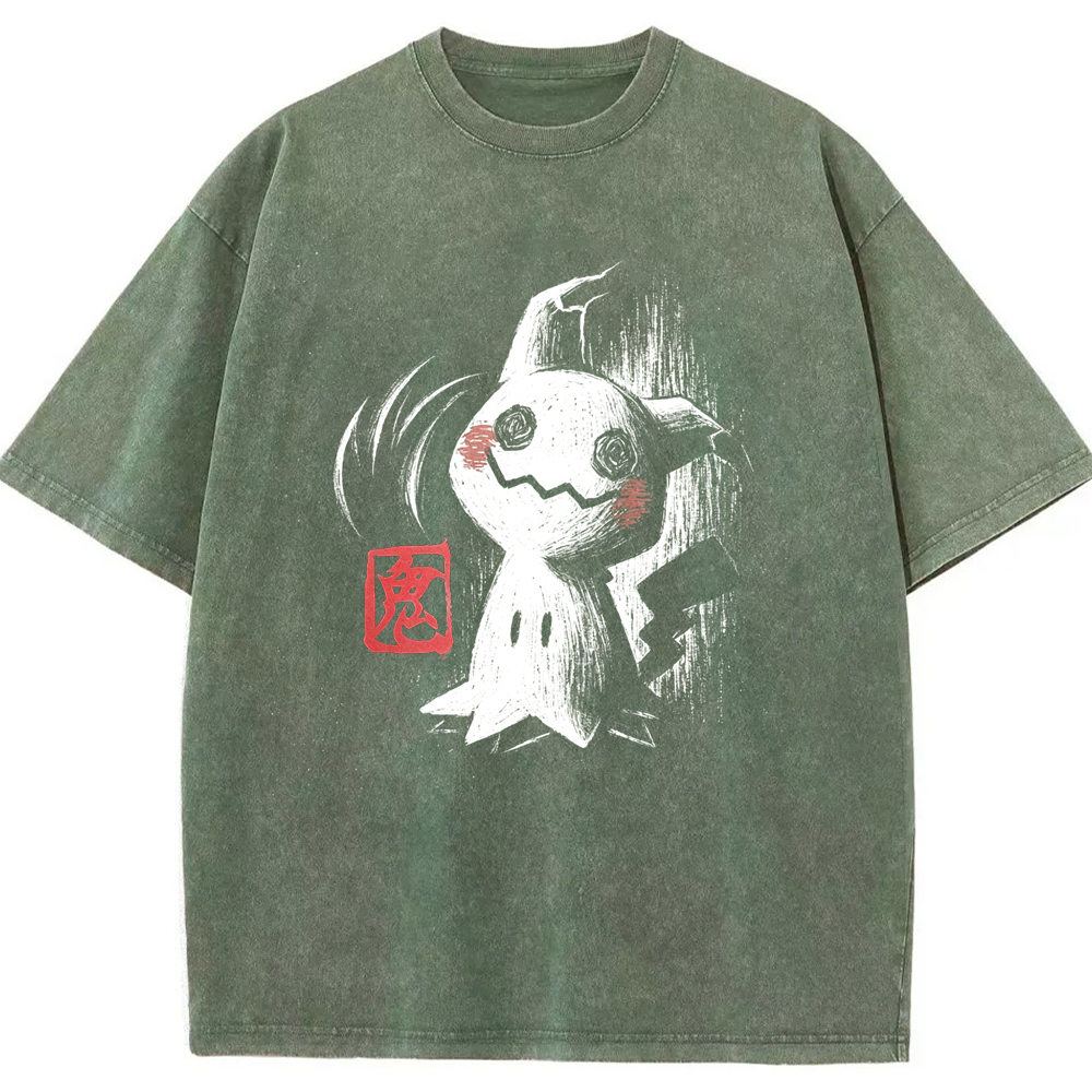 Ink Brush Mimikyu Stamp Vintage Tee | Pokemon Anime