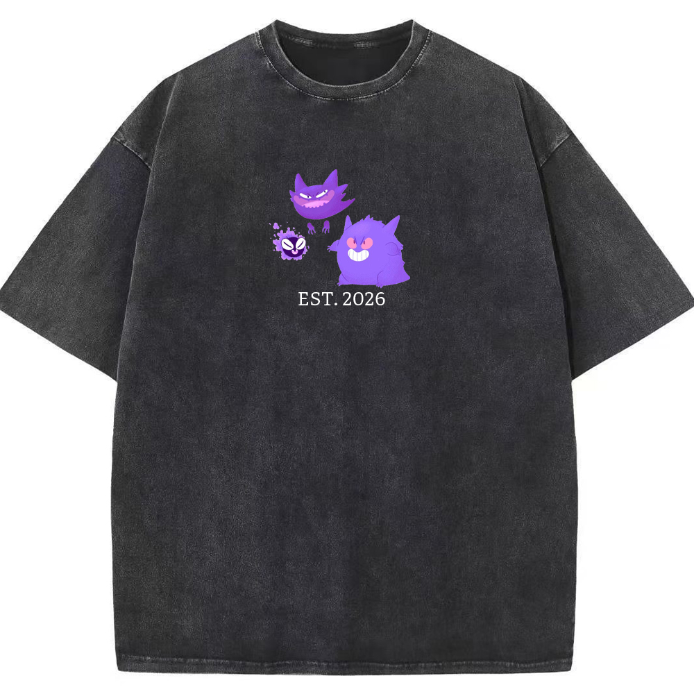 Cute Parent & Kid Gastly Haunter Gengar Vintage Washed T-Shirt