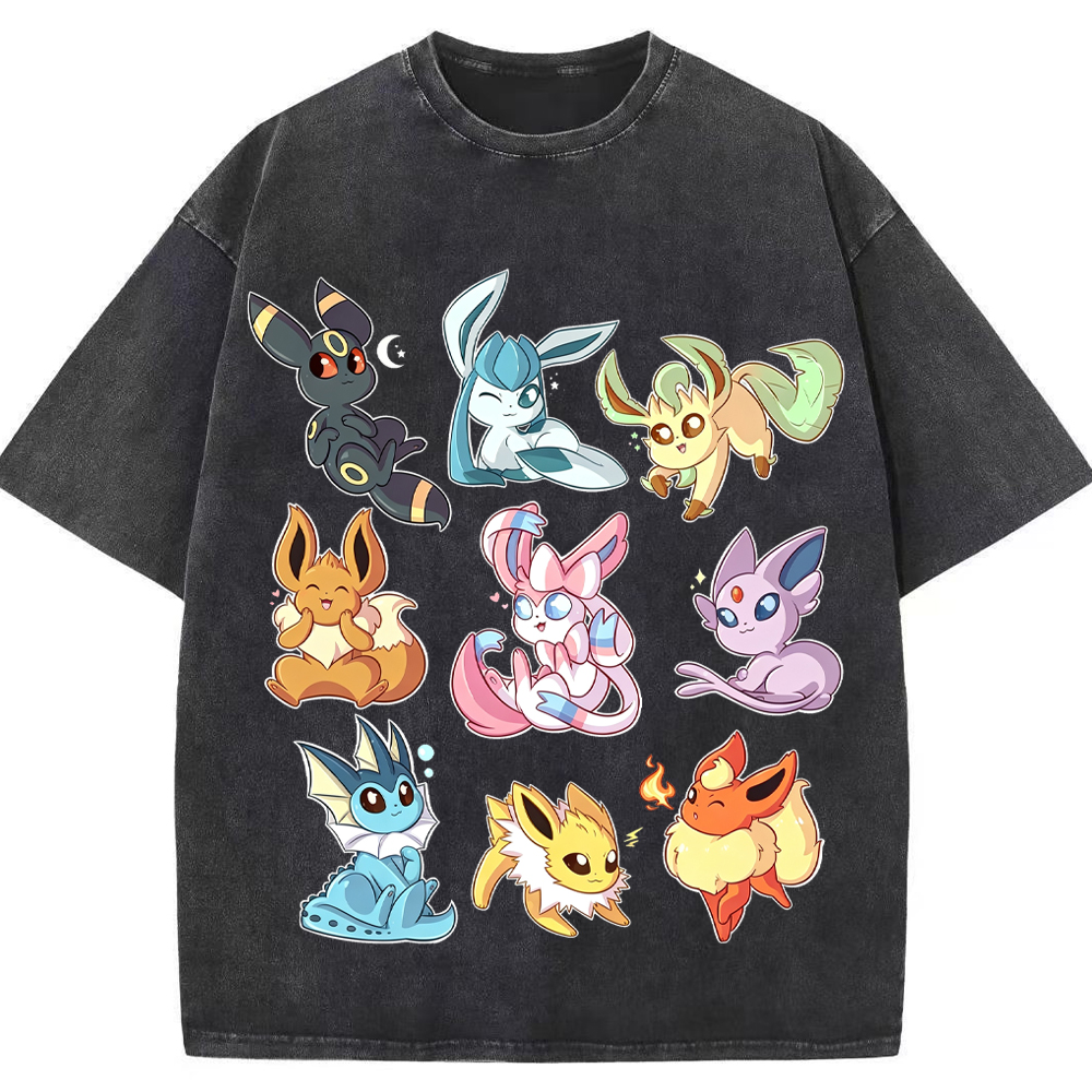 Sticker Style Eeveelutions Cartoon Tee | Pokemon Anime