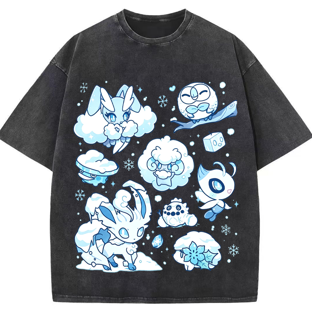 Winter Snow Pokemon Squad Cartoon Tee | Pokemon Anime