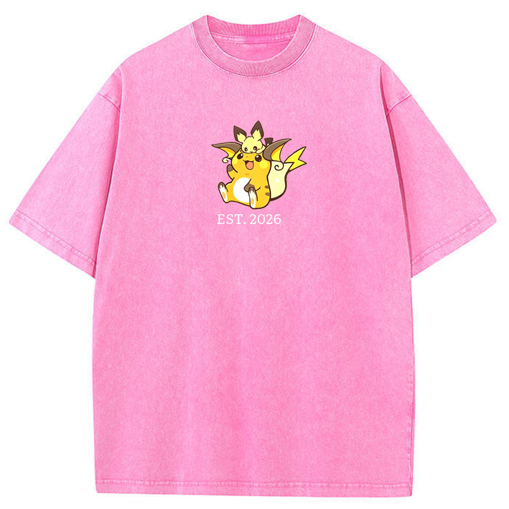 Cute Parent & Kid Raichu Vintage Washed T-Shirt