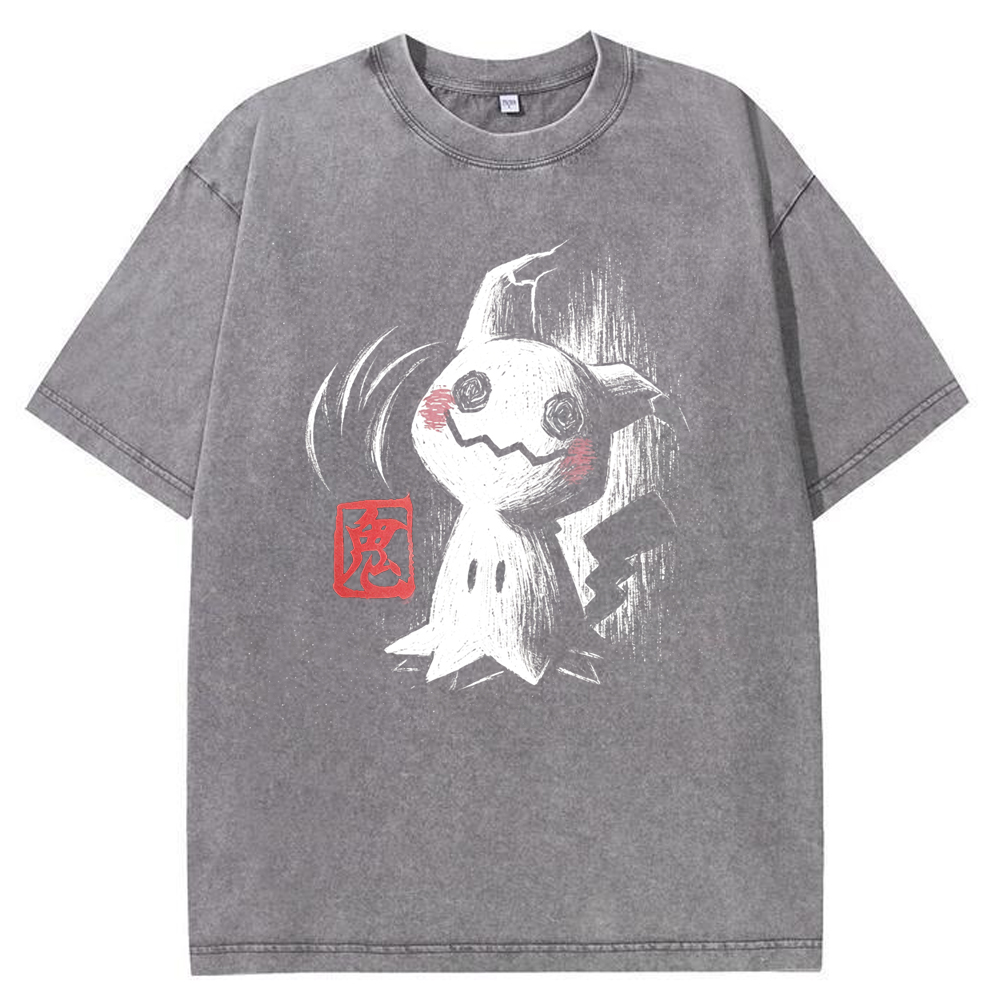 Ink Brush Mimikyu Stamp Vintage Tee | Pokemon Anime