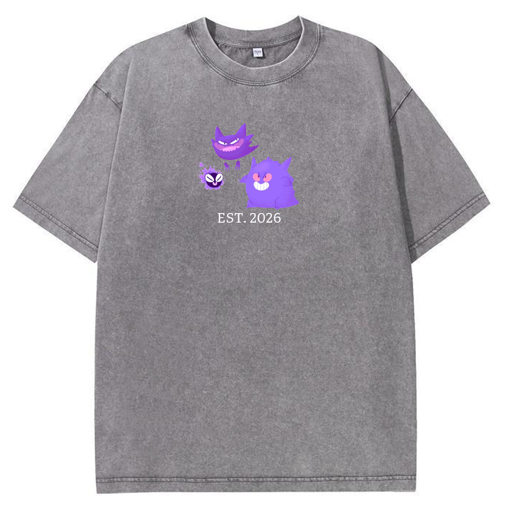 Cute Parent & Kid Gastly Haunter Gengar Vintage Washed T-Shirt