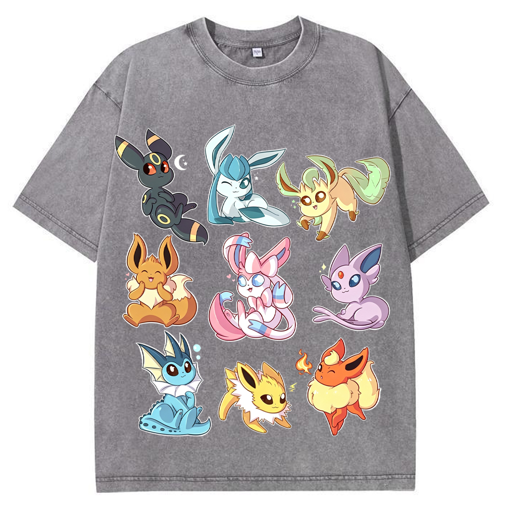 Sticker Style Eeveelutions Cartoon Tee | Pokemon Anime