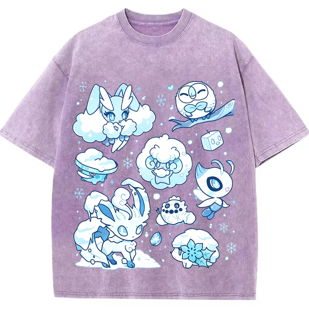 Winter Snow Pokemon Squad Cartoon Tee | Pokemon Anime