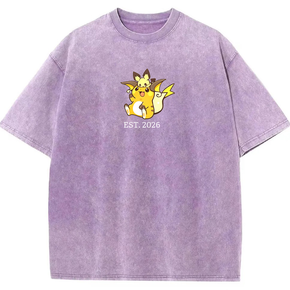 Cute Parent & Kid Raichu Vintage Washed T-Shirt