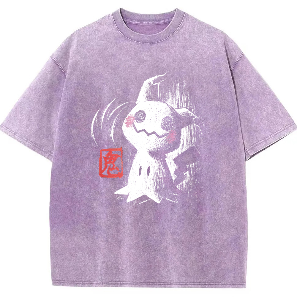 Ink Brush Mimikyu Stamp Vintage Tee | Pokemon Anime