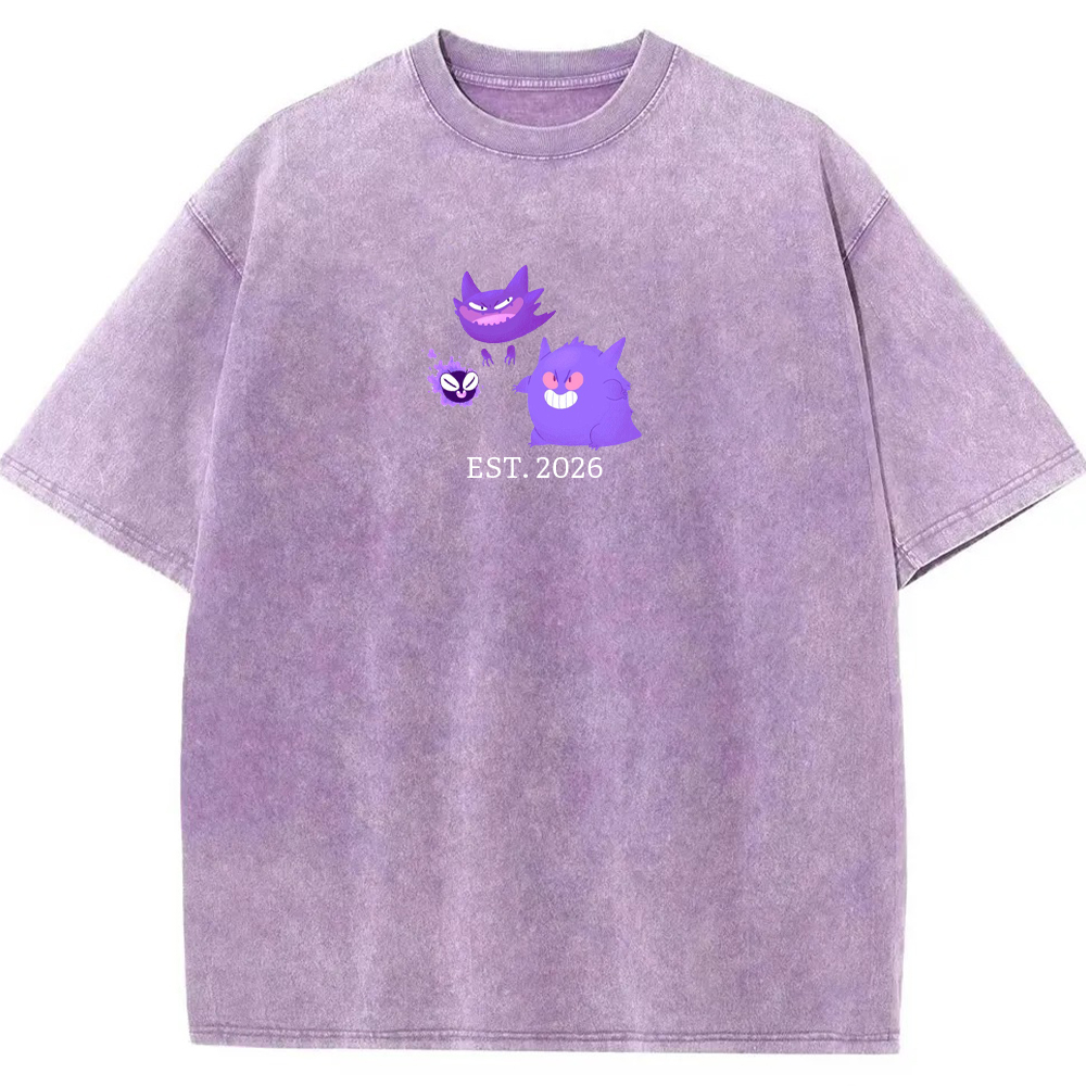 Cute Parent & Kid Gastly Haunter Gengar Vintage Washed T-Shirt