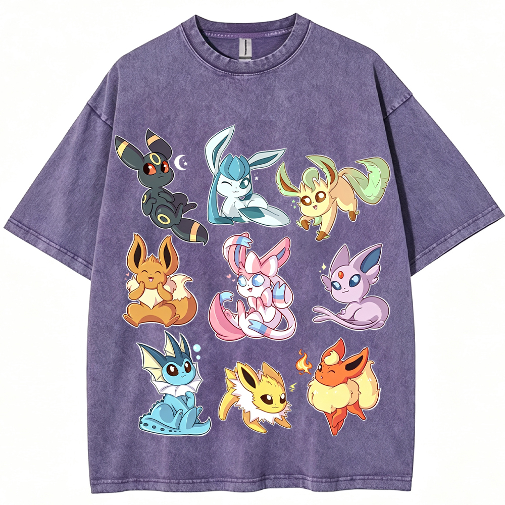 Sticker Style Eeveelutions Cartoon Tee | Pokemon Anime