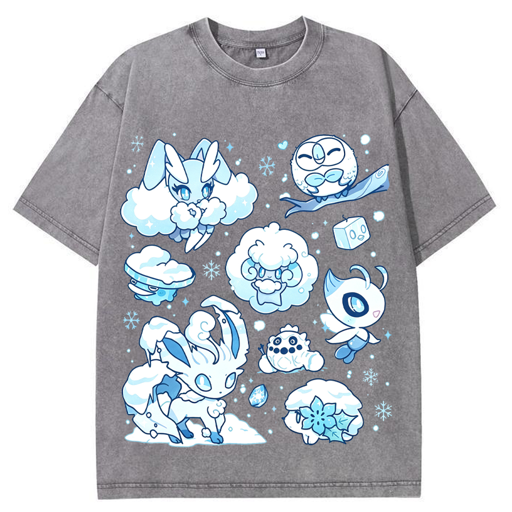 Winter Snow Pokemon Squad Cartoon Tee | Pokemon Anime