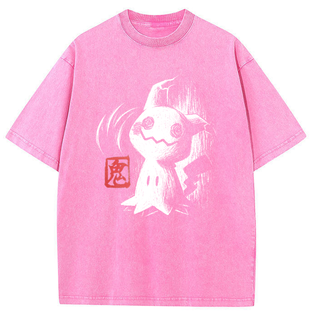 Ink Brush Mimikyu Stamp Vintage Tee | Pokemon Anime