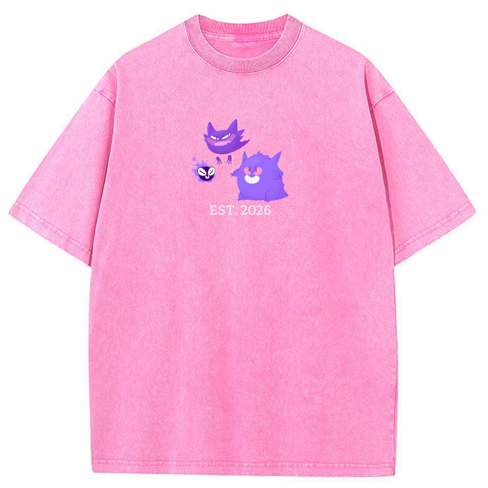 Cute Parent & Kid Gastly Haunter Gengar Vintage Washed T-Shirt