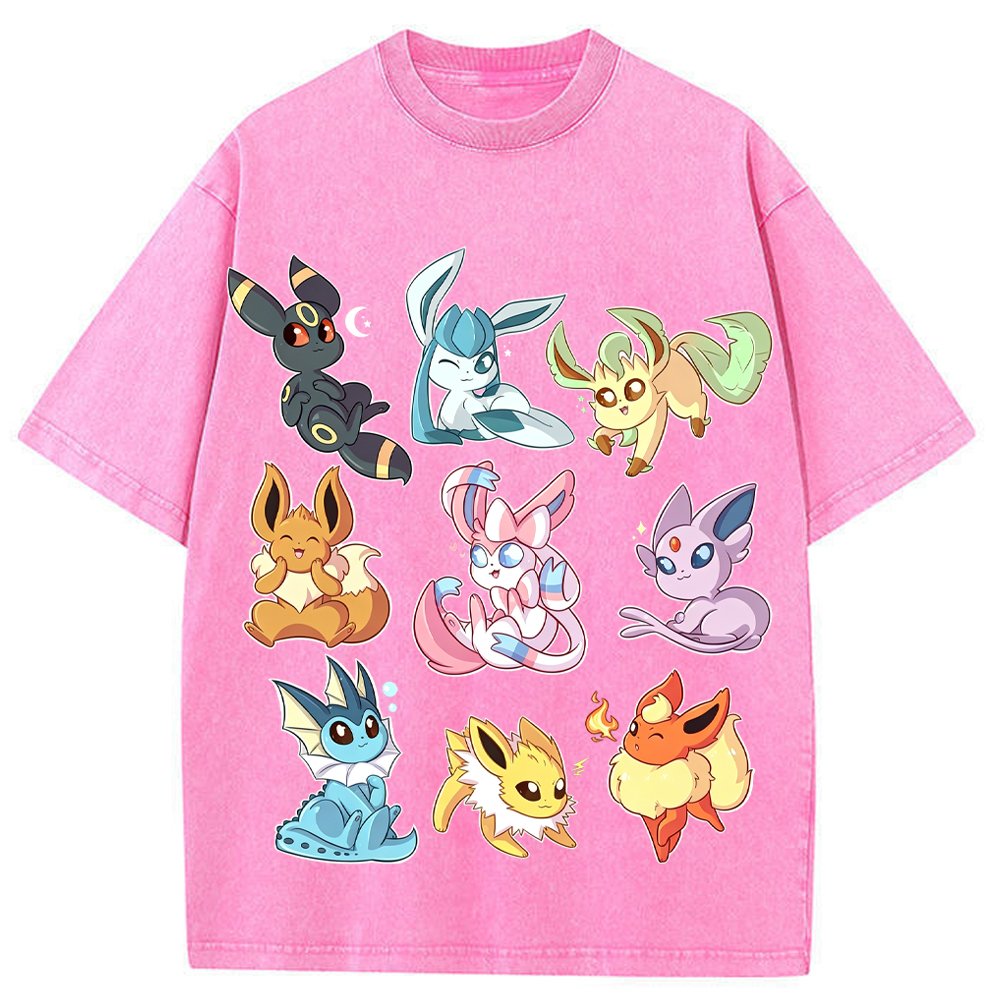 Sticker Style Eeveelutions Cartoon Tee | Pokemon Anime