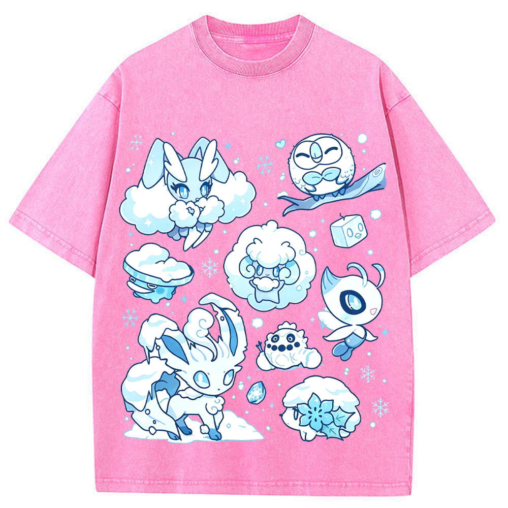 Winter Snow Pokemon Squad Cartoon Tee | Pokemon Anime
