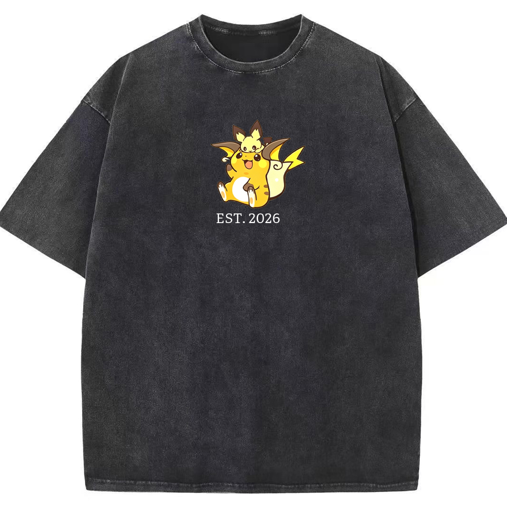 Cute Parent & Kid Raichu Vintage Washed T-Shirt