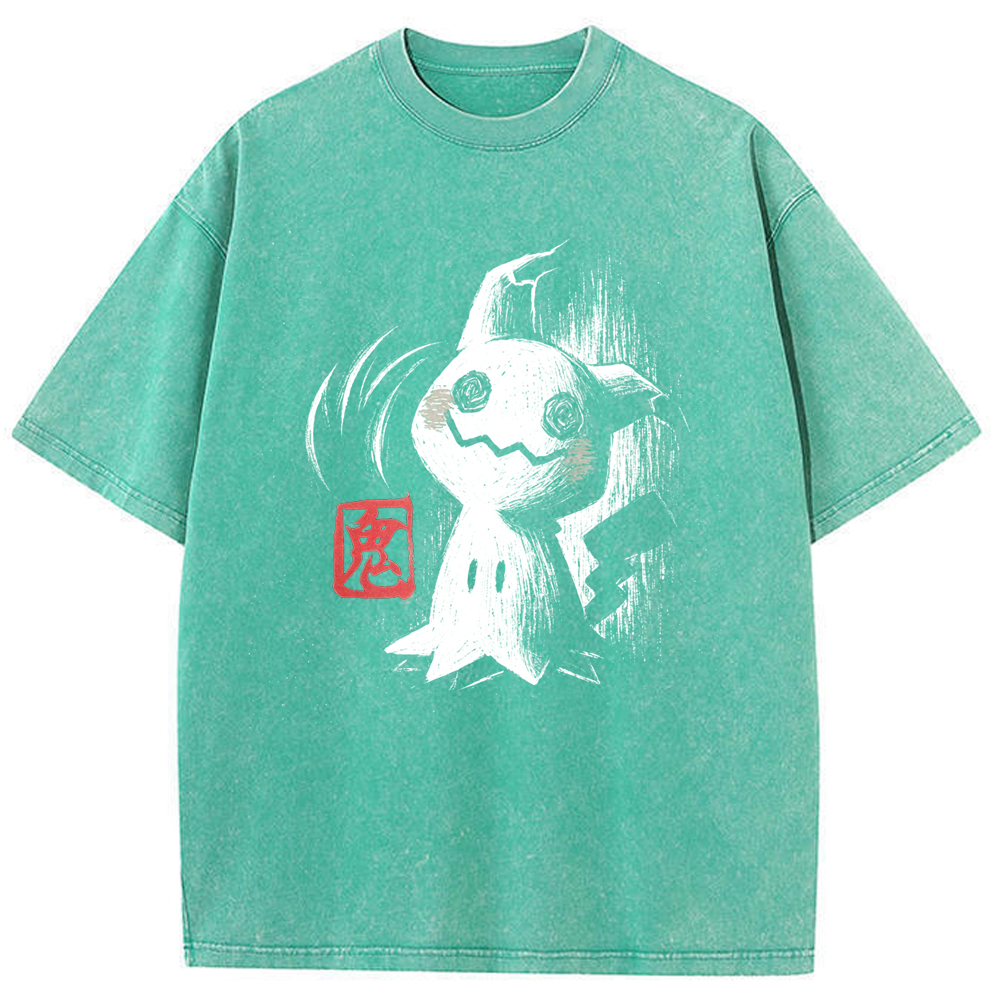 Ink Brush Mimikyu Stamp Vintage Tee | Pokemon Anime