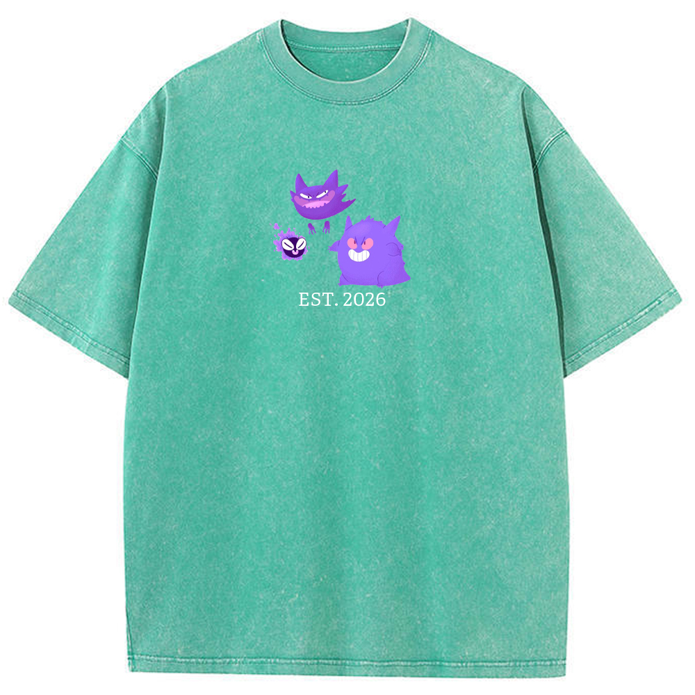 Cute Parent & Kid Gastly Haunter Gengar Vintage Washed T-Shirt