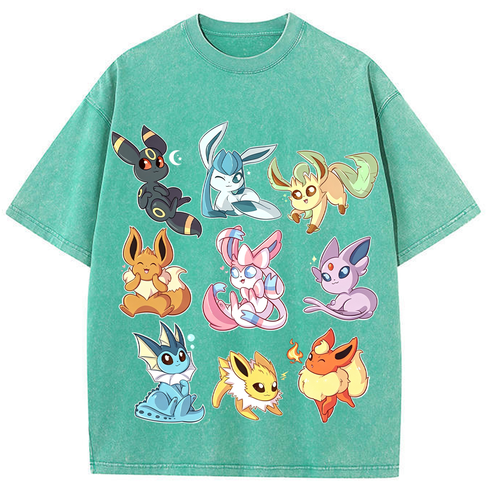 Sticker Style Eeveelutions Cartoon Tee | Pokemon Anime