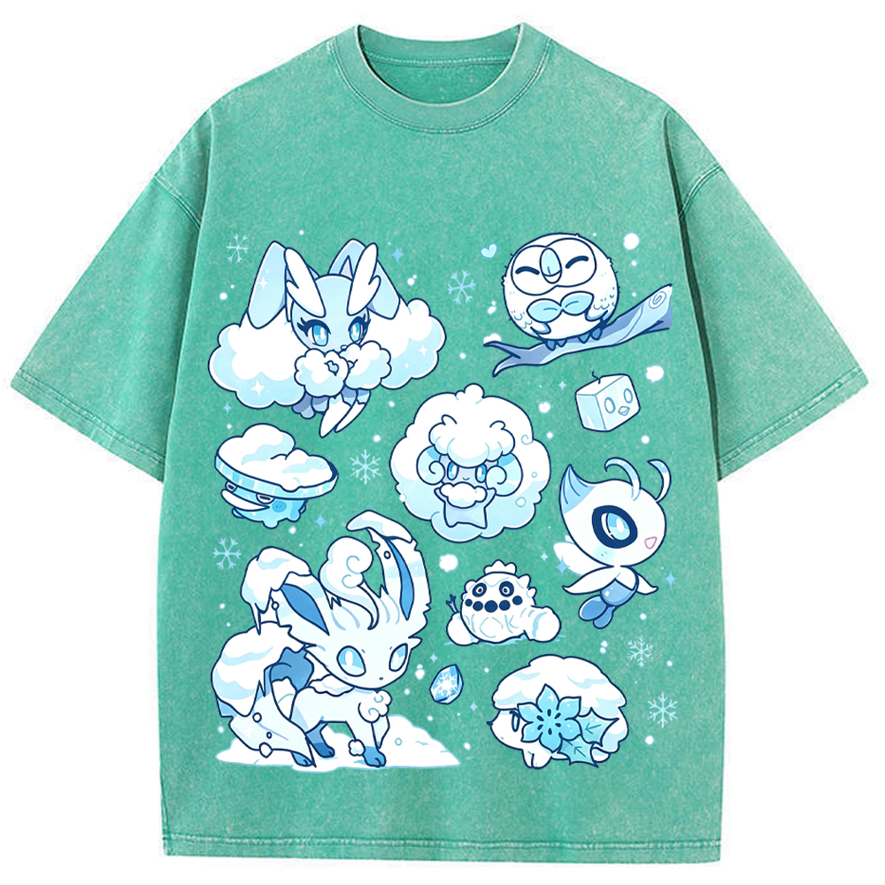 Winter Snow Pokemon Squad Cartoon Tee | Pokemon Anime