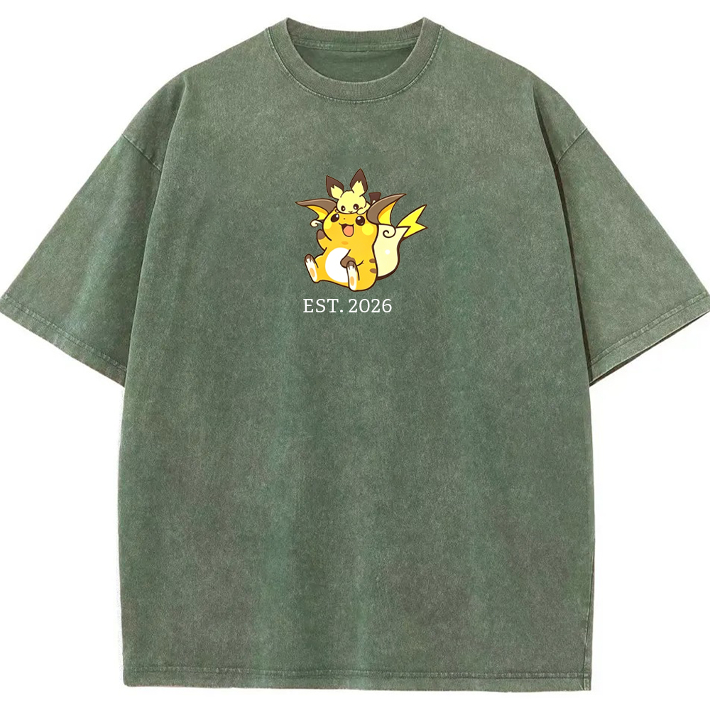 Cute Parent & Kid Raichu Vintage Washed T-Shirt
