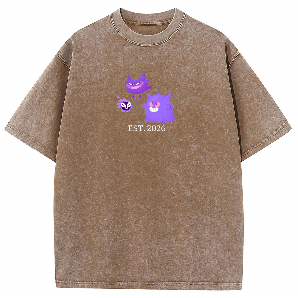 Cute Parent & Kid Gastly Haunter Gengar Vintage Washed T-Shirt