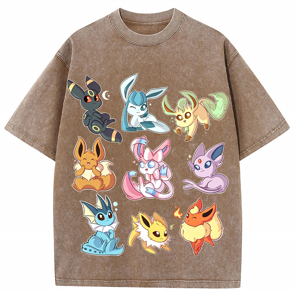 Sticker Style Eeveelutions Cartoon Tee | Pokemon Anime