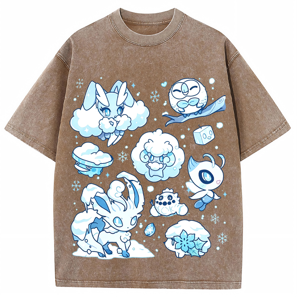 Winter Snow Pokemon Squad Cartoon Tee | Pokemon Anime