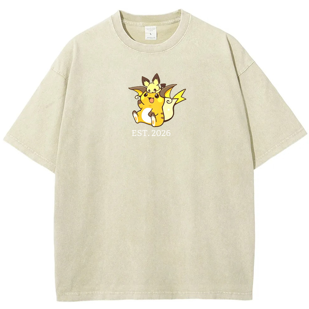 Cute Parent & Kid Raichu Vintage Washed T-Shirt