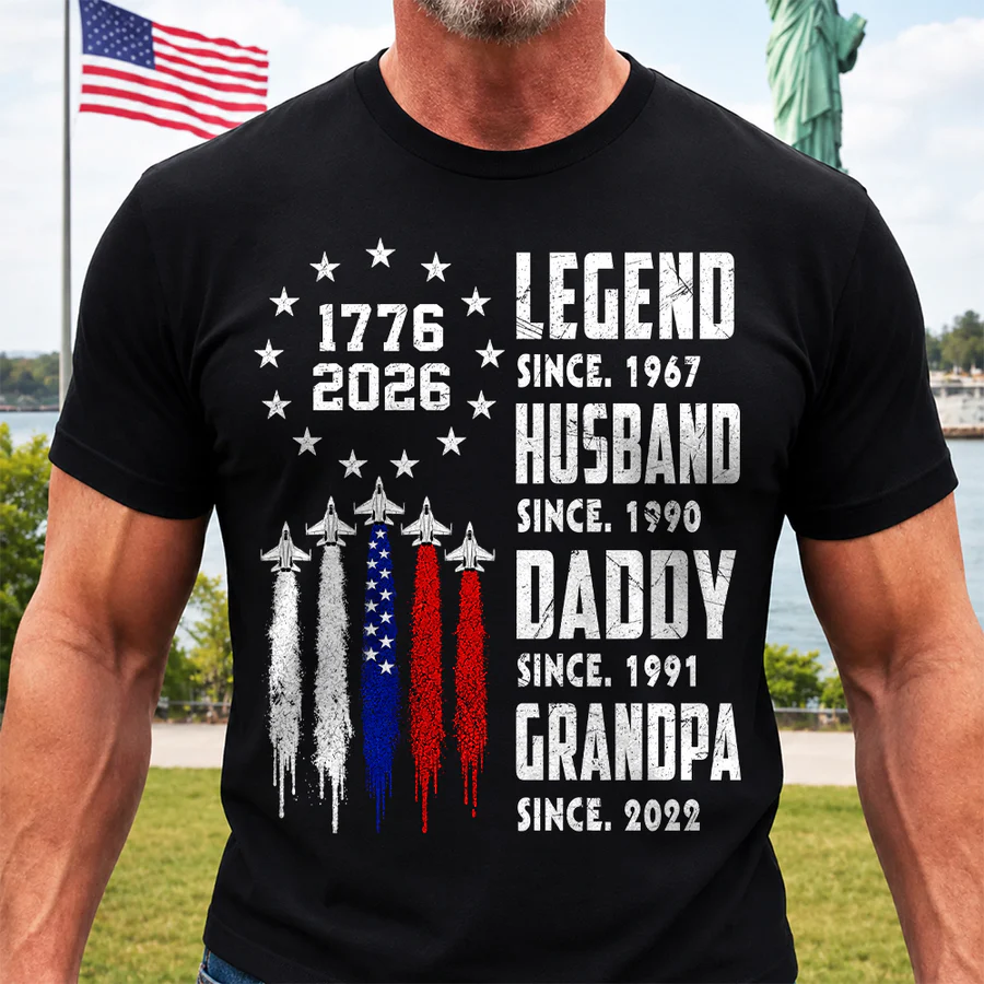 Custom Legend Husband Dad Grandpa Nation Flag American 250th Anniversary Shirt