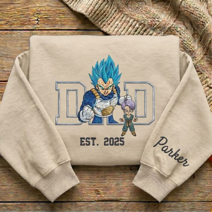 Embroidered Anime Dad Shirt, Personalized Anime Father's Day Gift