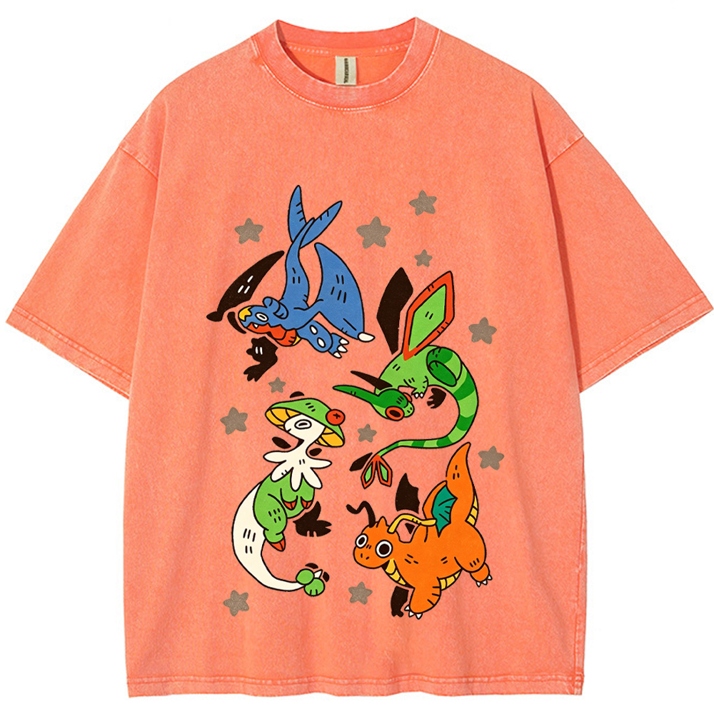 Dragon Type Pokemon Flash Sheet Cartoon Tee | Pokemon Anime