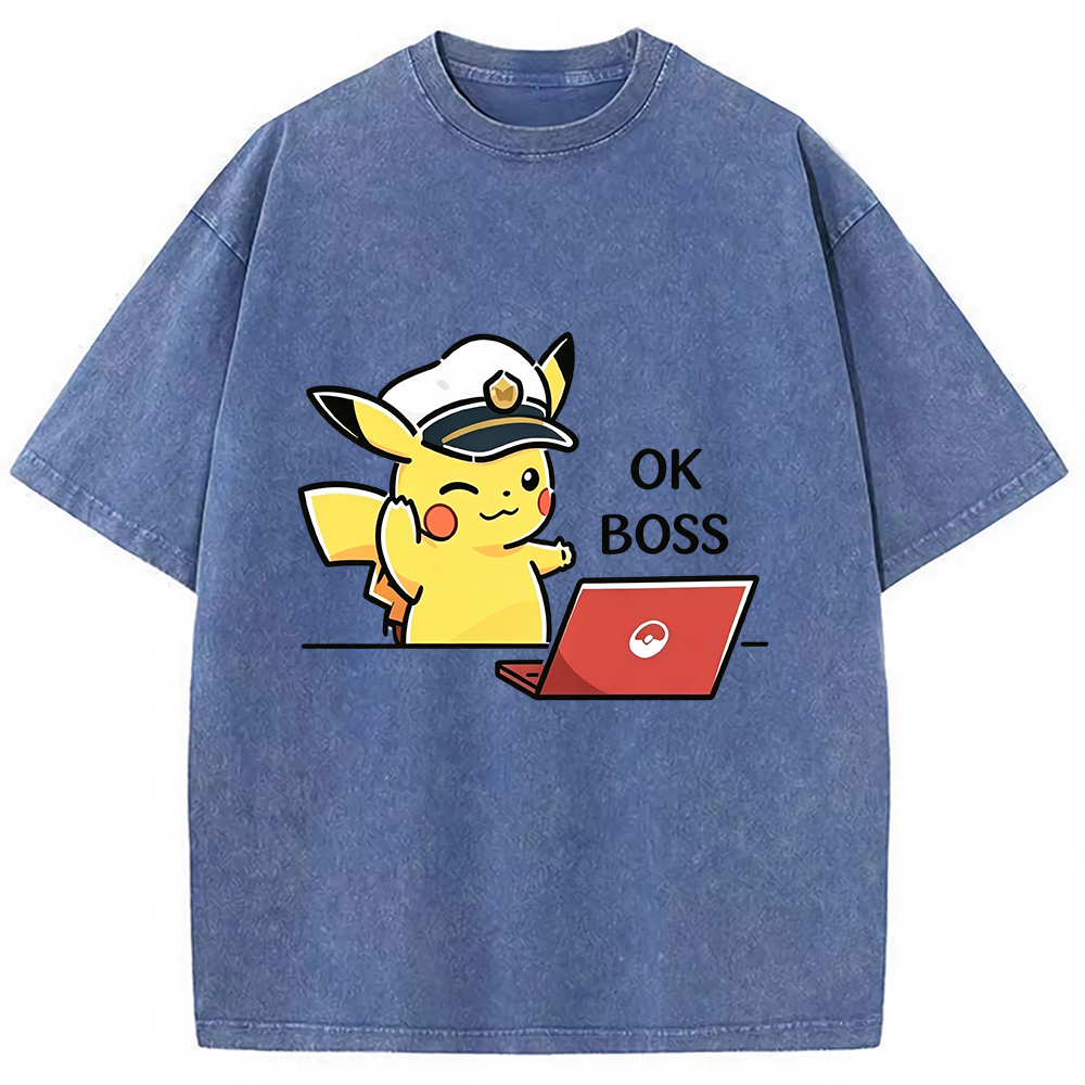 Vintage Washed Pikachu T-Shirt, Funny Work Meme Pokemon Tee